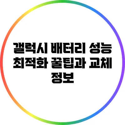 갤럭시 배터리 성능 최적화 꿀팁과 교체 정보