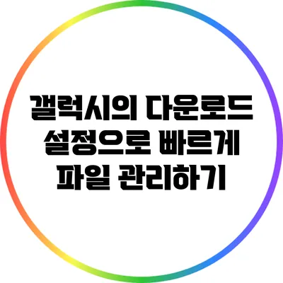 갤럭시의 다운로드 설정으로 빠르게 파일 관리하기