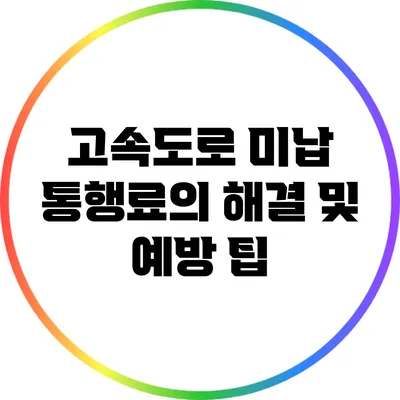 고속도로 미납 통행료의 해결 및 예방 팁