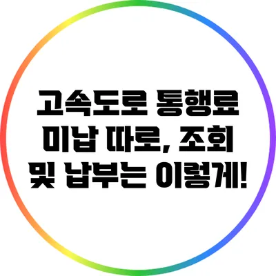 고속도로 통행료 미납 따로, 조회 및 납부는 이렇게!