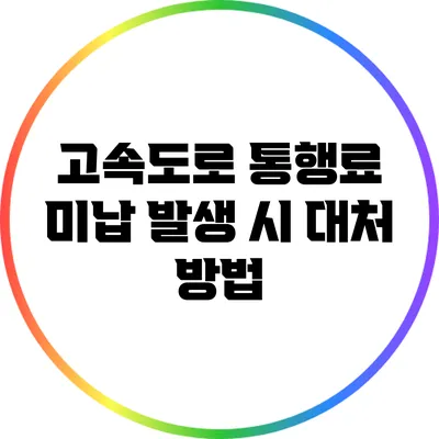 고속도로 통행료 미납 발생 시 대처 방법