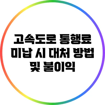 고속도로 통행료 미납 시 대처 방법 및 불이익