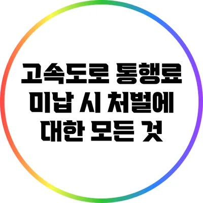 고속도로 통행료 미납 시 처벌에 대한 모든 것