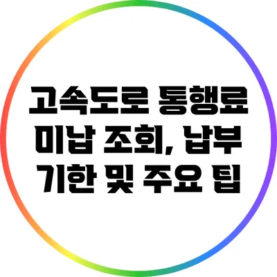 고속도로 통행료 미납 조회, 납부 기한 및 주요 팁