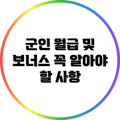 군인 월급 및 보너스: 꼭 알아야 할 사항