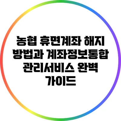 농협 휴면계좌 해지 방법과 계좌정보통합관리서비스 완벽 가이드