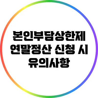 본인부담상한제 연말정산 신청 시 유의사항