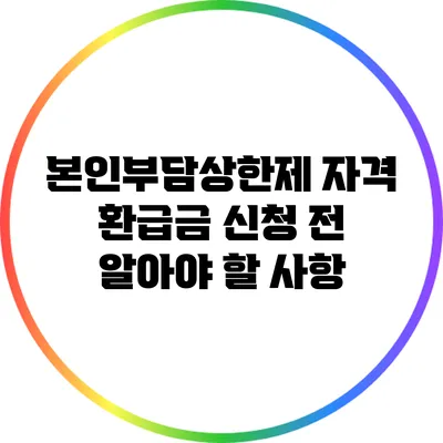 본인부담상한제 자격: 환급금 신청 전 알아야 할 사항