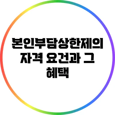 본인부담상한제의 자격 요건과 그 혜택