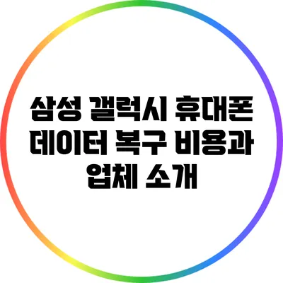 삼성 갤럭시 휴대폰 데이터 복구 비용과 업체 소개