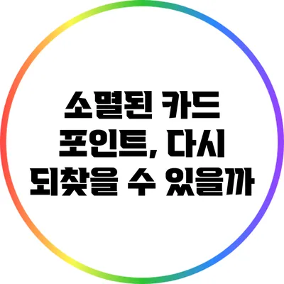 소멸된 카드 포인트, 다시 되찾을 수 있을까?