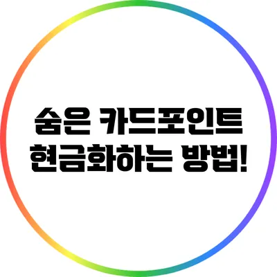 숨은 카드포인트 현금화하는 방법!