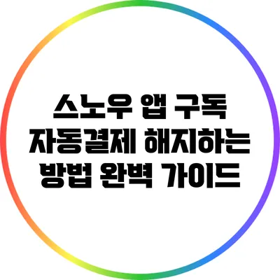 스노우 앱 구독 자동결제 해지하는 방법 완벽 가이드