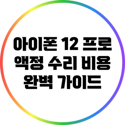 아이폰 12 프로 액정 수리 비용 완벽 가이드