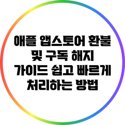 애플 앱스토어 환불 및 구독 해지 가이드: 쉽고 빠르게 처리하는 방법