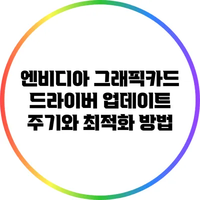 엔비디아 그래픽카드 드라이버 업데이트 주기와 최적화 방법