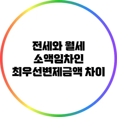 전세와 월세 소액임차인 최우선변제금액 차이