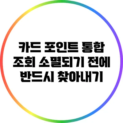 카드 포인트 통합 조회: 소멸되기 전에 반드시 찾아내기