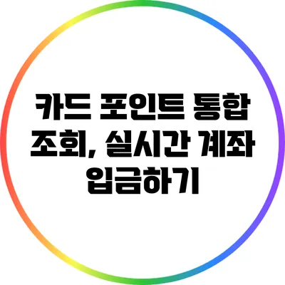 카드 포인트 통합 조회, 실시간 계좌 입금하기