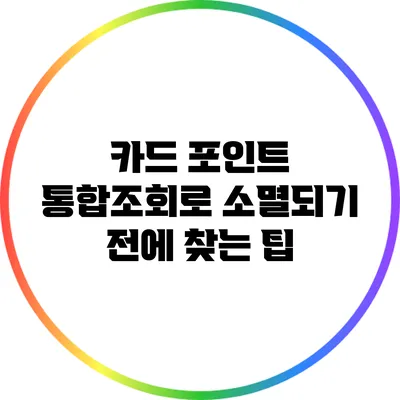카드 포인트 통합조회로 소멸되기 전에 찾는 팁