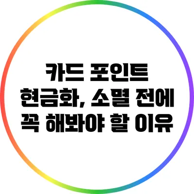 카드 포인트 현금화, 소멸 전에 꼭 해봐야 할 이유