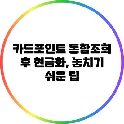 카드포인트 통합조회 후 현금화, 놓치기 쉬운 팁