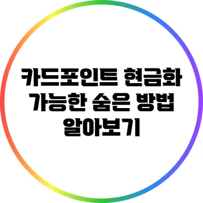 카드포인트 현금화 가능한 숨은 방법 알아보기