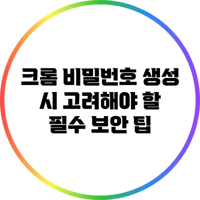 크롬 비밀번호 생성 시 고려해야 할 필수 보안 팁