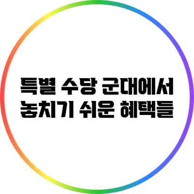 특별 수당: 군대에서 놓치기 쉬운 혜택들