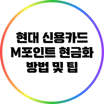 현대 신용카드 M포인트 현금화 방법 및 팁