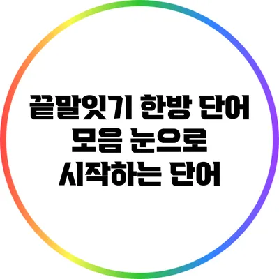 끝말잇기 한방 단어 모음: 눈으로 시작하는 단어