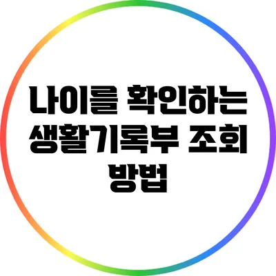 나이를 확인하는 생활기록부 조회 방법