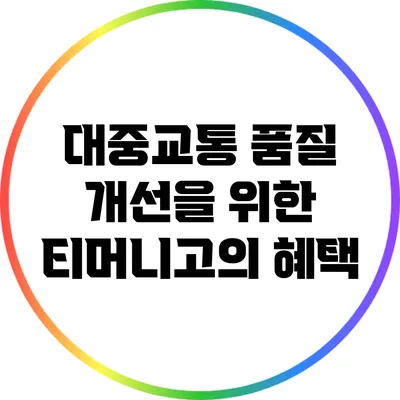 대중교통 품질 개선을 위한 티머니고의 혜택