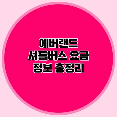 에버랜드 셔틀버스 요금 정보 총정리