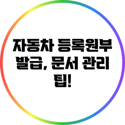 자동차 등록원부 발급, 문서 관리 팁!