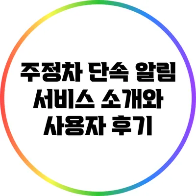주정차 단속 알림 서비스 소개와 사용자 후기