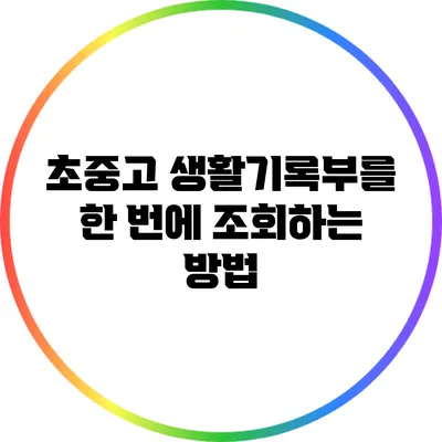 초중고 생활기록부를 한 번에 조회하는 방법