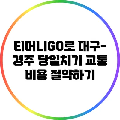 티머니GO로 대구-경주 당일치기 교통 비용 절약하기