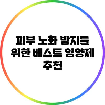 피부 노화 방지를 위한 베스트 영양제 추천
