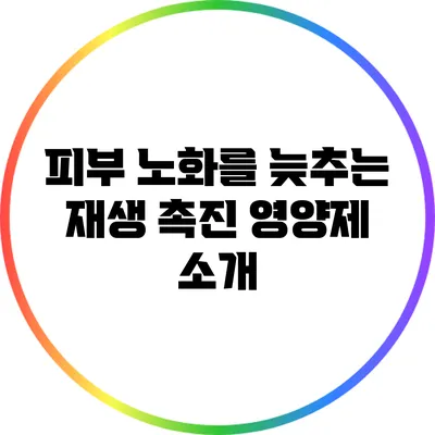 피부 노화를 늦추는 재생 촉진 영양제 소개