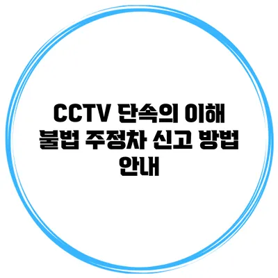 CCTV 단속의 이해 불법 주정차 신고 방법 안내