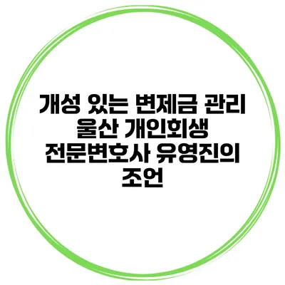 개성 있는 변제금 관리 울산 개인회생 전문변호사 유영진의 조언