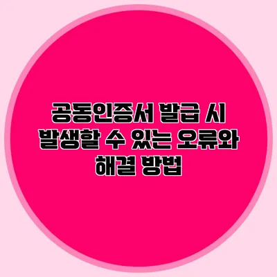 공동인증서 발급 시 발생할 수 있는 오류와 해결 방법