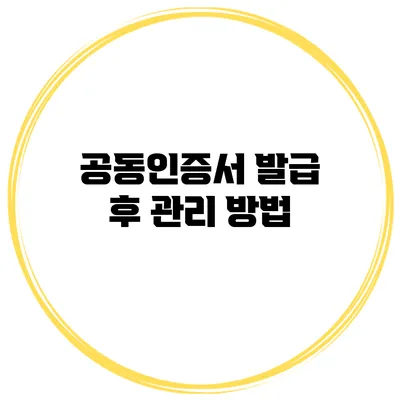 공동인증서 발급 후 관리 방법