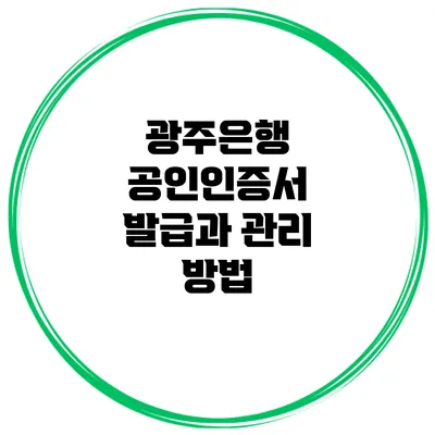 광주은행 공인인증서 발급과 관리 방법
