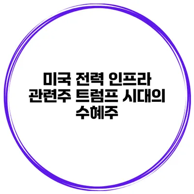 미국 전력 인프라 관련주 트럼프 시대의 수혜주