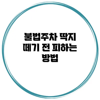 불법주차 딱지 떼기 전 피하는 방법