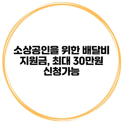 소상공인을 위한 배달비 지원금, 최대 30만원 신청가능