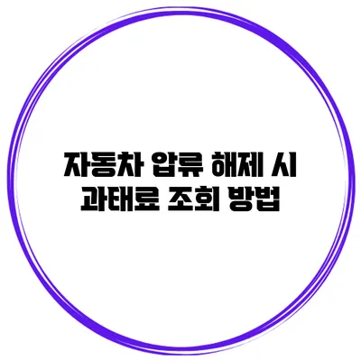 자동차 압류 해제 시 과태료 조회 방법