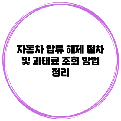 자동차 압류 해제 절차 및 과태료 조회 방법 정리